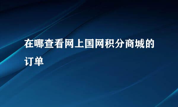 在哪查看网上国网积分商城的订单