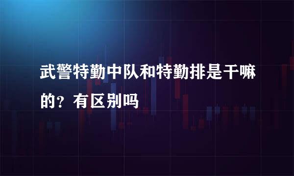 武警特勤中队和特勤排是干嘛的？有区别吗