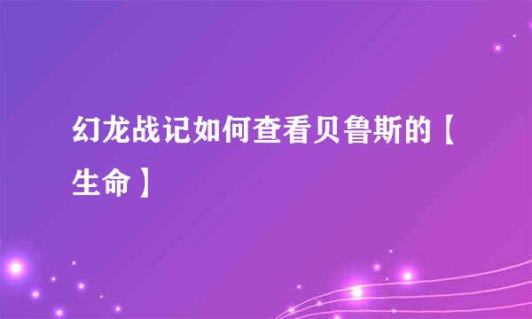 幻龙战记如何查看贝鲁斯的【生命】