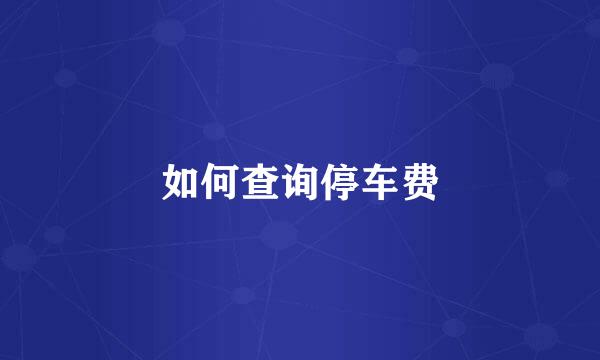 如何查询停车费