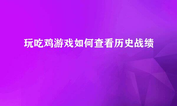 玩吃鸡游戏如何查看历史战绩