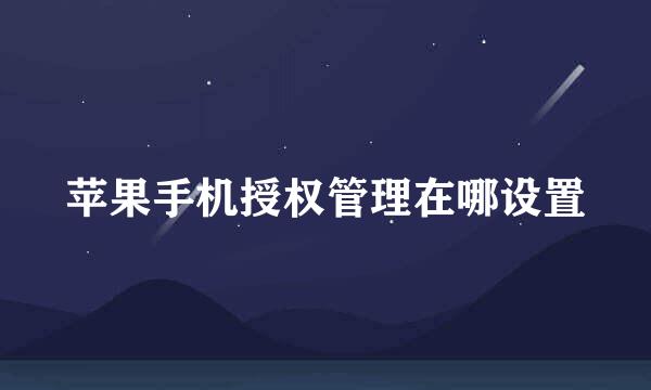 苹果手机授权管理在哪设置