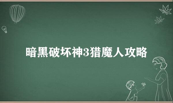 暗黑破坏神3猎魔人攻略