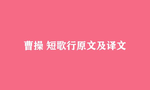 曹操 短歌行原文及译文