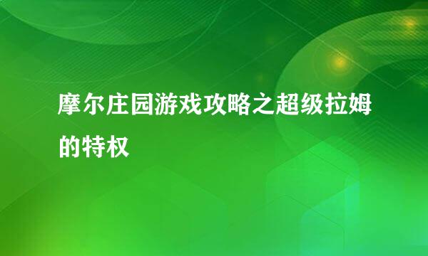摩尔庄园游戏攻略之超级拉姆的特权