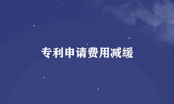 专利申请费用减缓