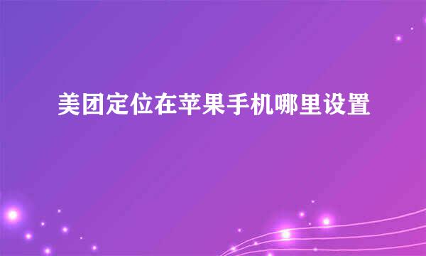 美团定位在苹果手机哪里设置