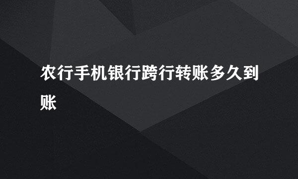 农行手机银行跨行转账多久到账