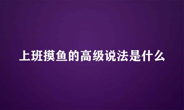 上班摸鱼的高级说法是什么