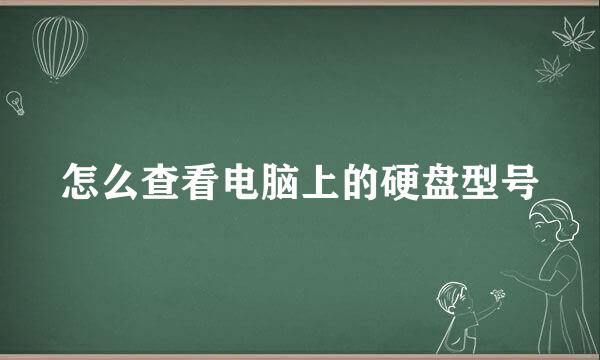 怎么查看电脑上的硬盘型号