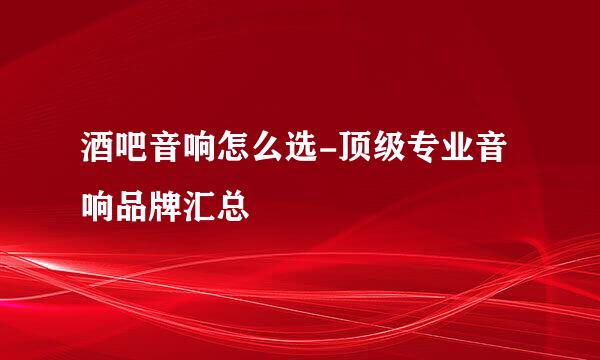 酒吧音响怎么选-顶级专业音响品牌汇总