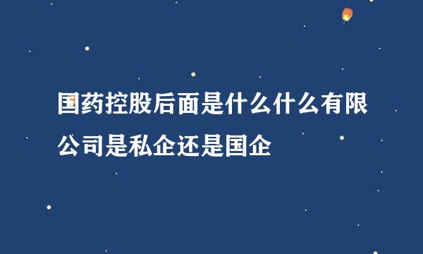国药控股后面是什么什么有限公司是私企还是国企