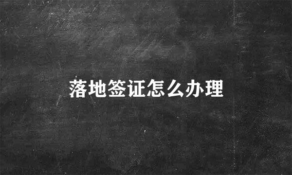 落地签证怎么办理