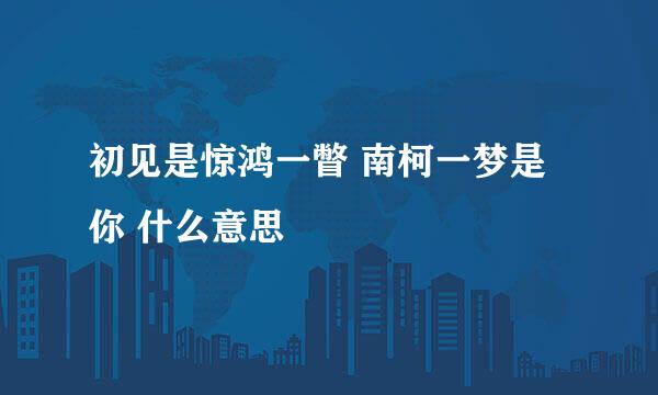 初见是惊鸿一瞥 南柯一梦是你 什么意思