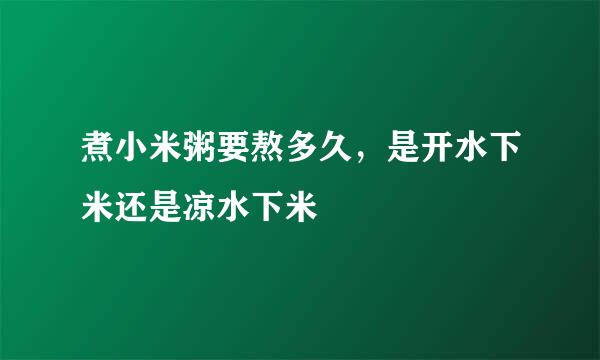 煮小米粥要熬多久，是开水下米还是凉水下米