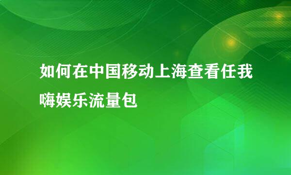 如何在中国移动上海查看任我嗨娱乐流量包