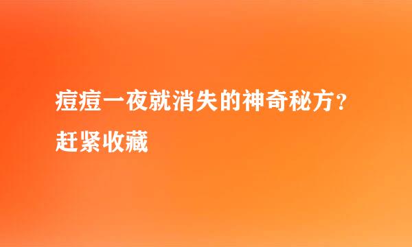 痘痘一夜就消失的神奇秘方？赶紧收藏