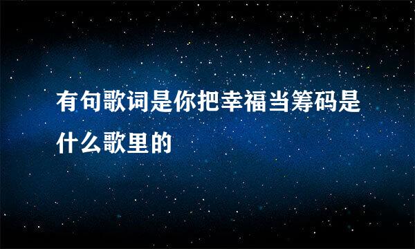 有句歌词是你把幸福当筹码是什么歌里的