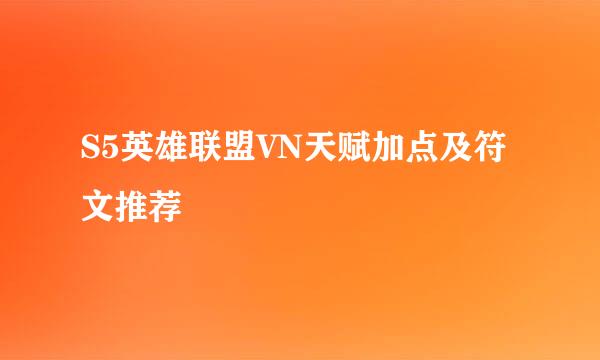 S5英雄联盟VN天赋加点及符文推荐