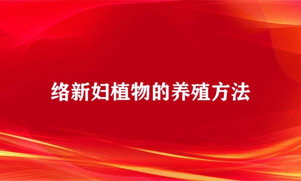 络新妇植物的养殖方法