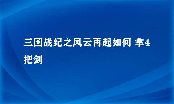 三国战纪之风云再起如何 拿4把剑