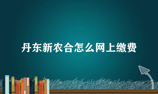 丹东新农合怎么网上缴费