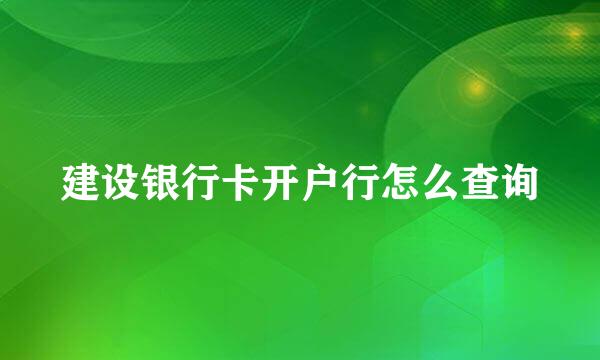 建设银行卡开户行怎么查询