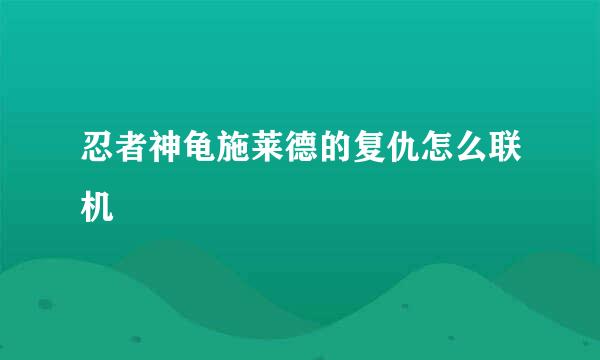 忍者神龟施莱德的复仇怎么联机