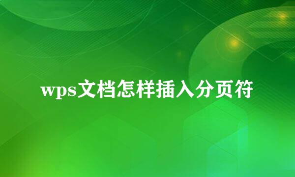 wps文档怎样插入分页符