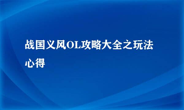 战国义风OL攻略大全之玩法心得