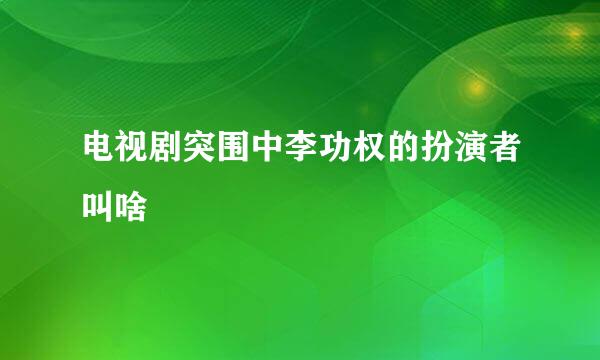电视剧突围中李功权的扮演者叫啥