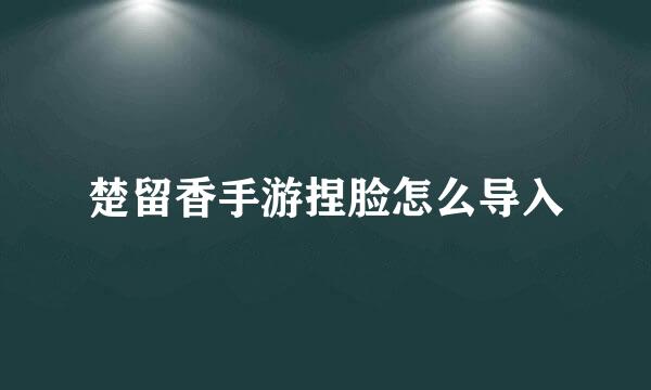 楚留香手游捏脸怎么导入