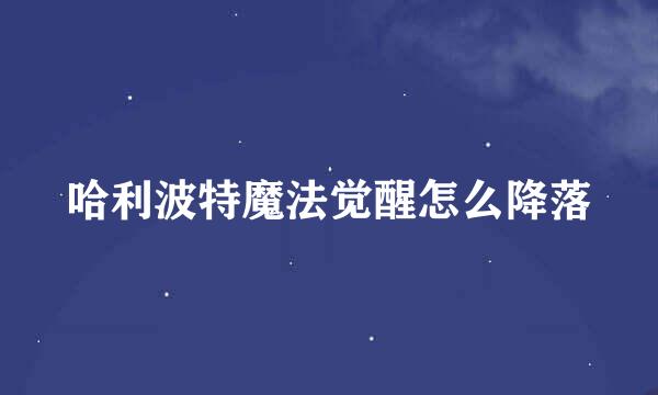 哈利波特魔法觉醒怎么降落