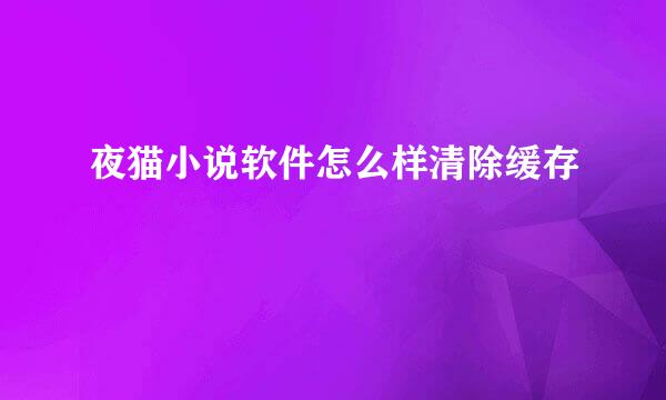 夜猫小说软件怎么样清除缓存