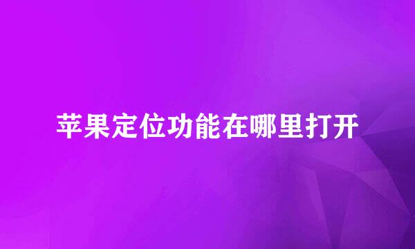 苹果定位功能在哪里打开