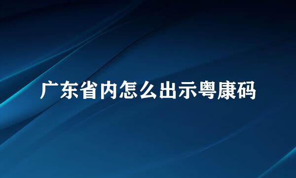 广东省内怎么出示粤康码