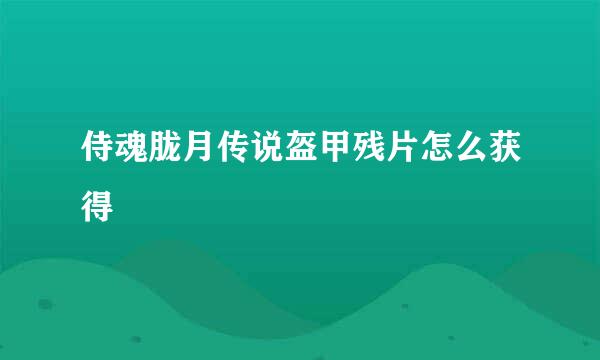侍魂胧月传说盔甲残片怎么获得