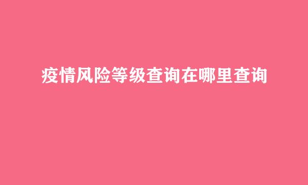 疫情风险等级查询在哪里查询