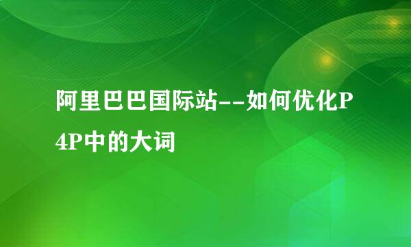 阿里巴巴国际站--如何优化P4P中的大词
