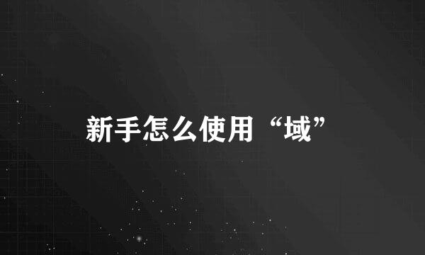 新手怎么使用“域”