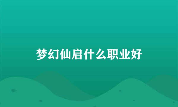 梦幻仙启什么职业好