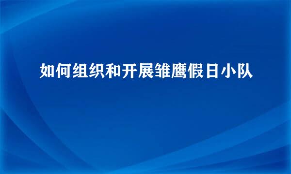 如何组织和开展雏鹰假日小队