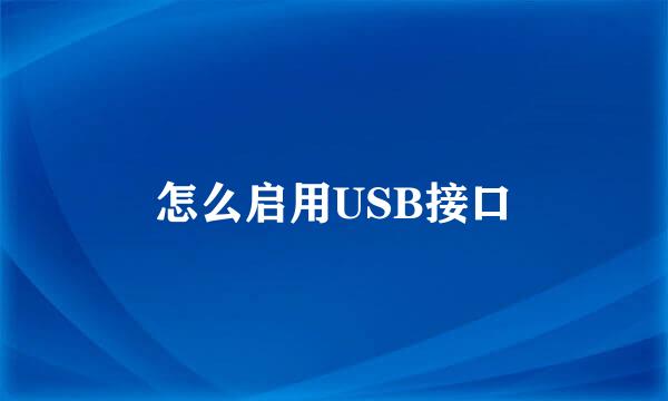 怎么启用USB接口