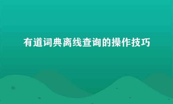有道词典离线查询的操作技巧