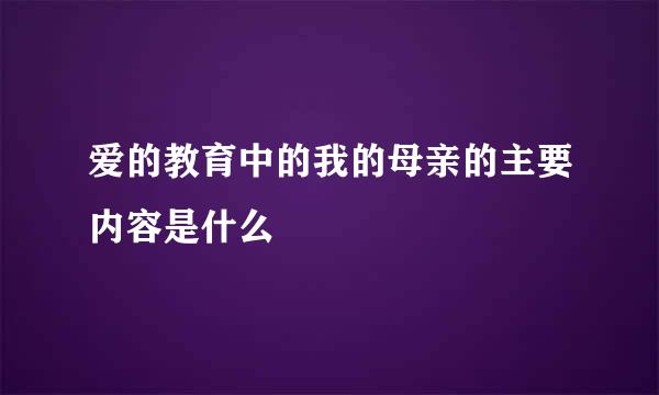 爱的教育中的我的母亲的主要内容是什么