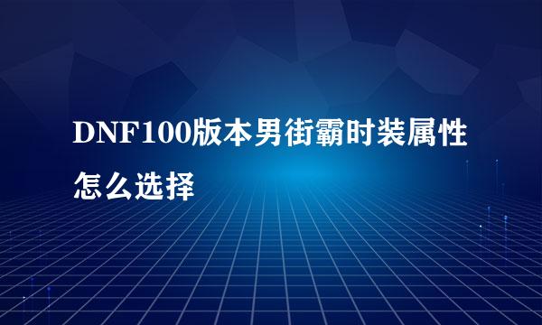 DNF100版本男街霸时装属性怎么选择