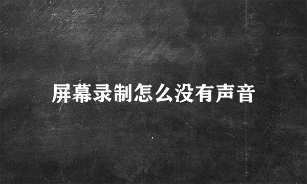 屏幕录制怎么没有声音