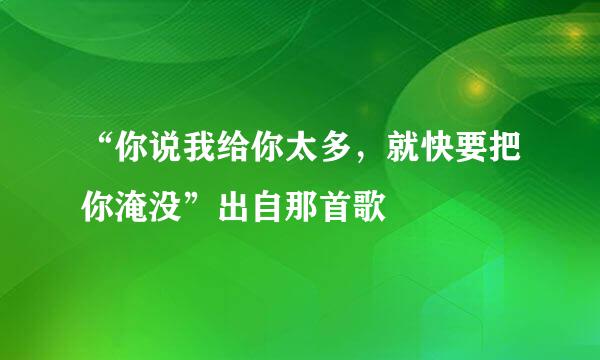 “你说我给你太多，就快要把你淹没”出自那首歌