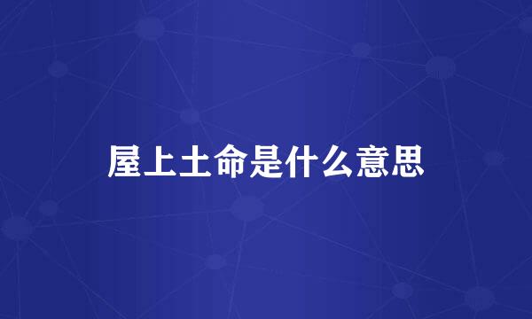 屋上土命是什么意思