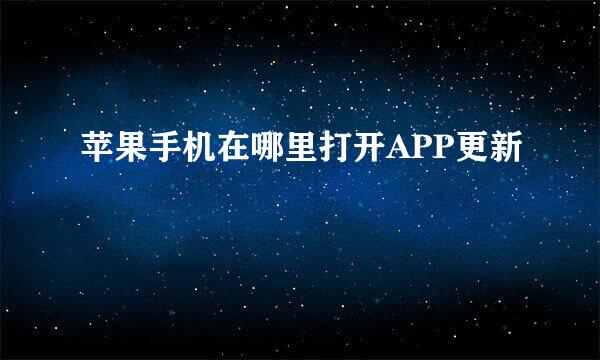 苹果手机在哪里打开APP更新